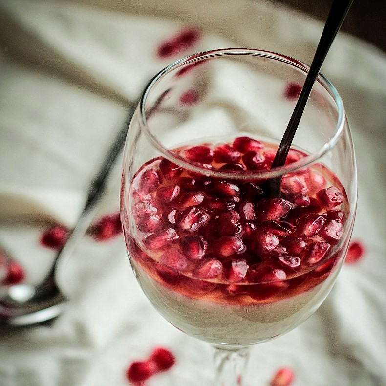 Pomegranate White Wine Panna Cotta
